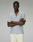 STRIPED CAMP COLLAR SHORT SLEEVE SHIRT