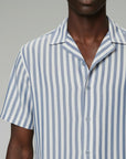 STRIPED CAMP COLLAR SHORT SLEEVE SHIRT