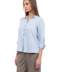 RUCHED SLEEVE TENCEL SHIRT
