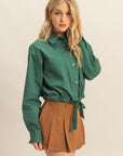 CROPPED COTTON POPLIN SHIRT