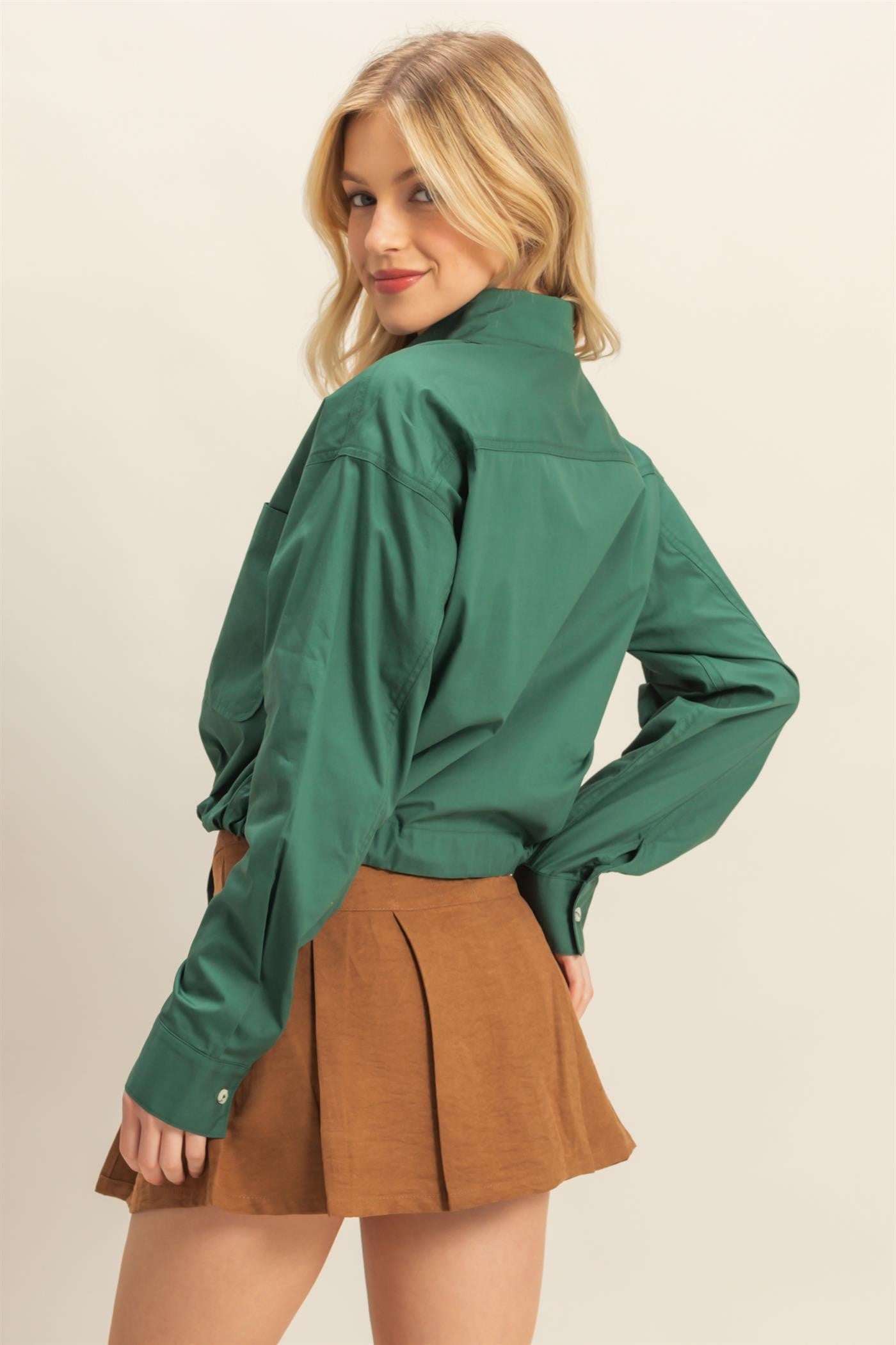 CROPPED COTTON POPLIN SHIRT