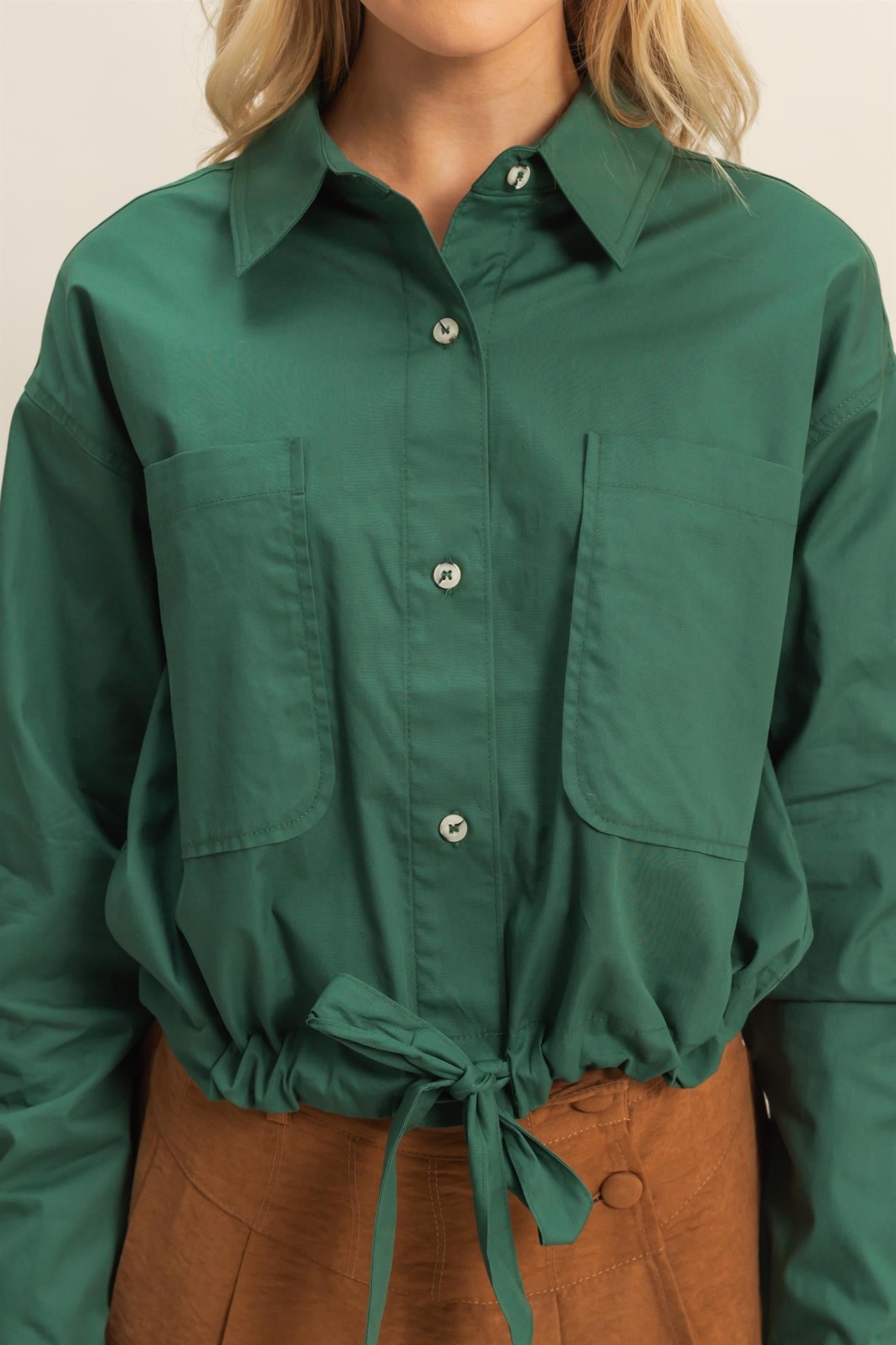 CROPPED COTTON POPLIN SHIRT