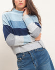 COLOUR BLOCK TURTLENECK SWEATER
