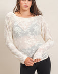 SHEER LACE BOATNECK TOP