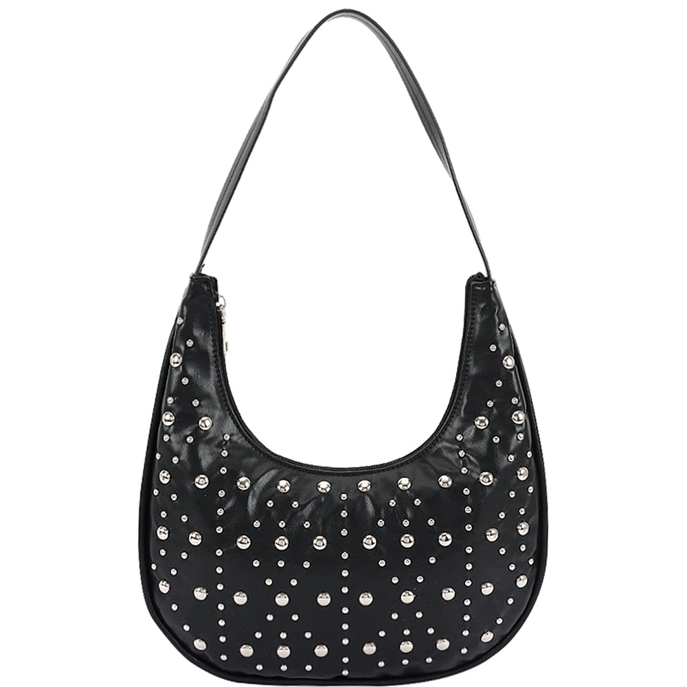 DOME STUD CRESCENT HOBO BAG