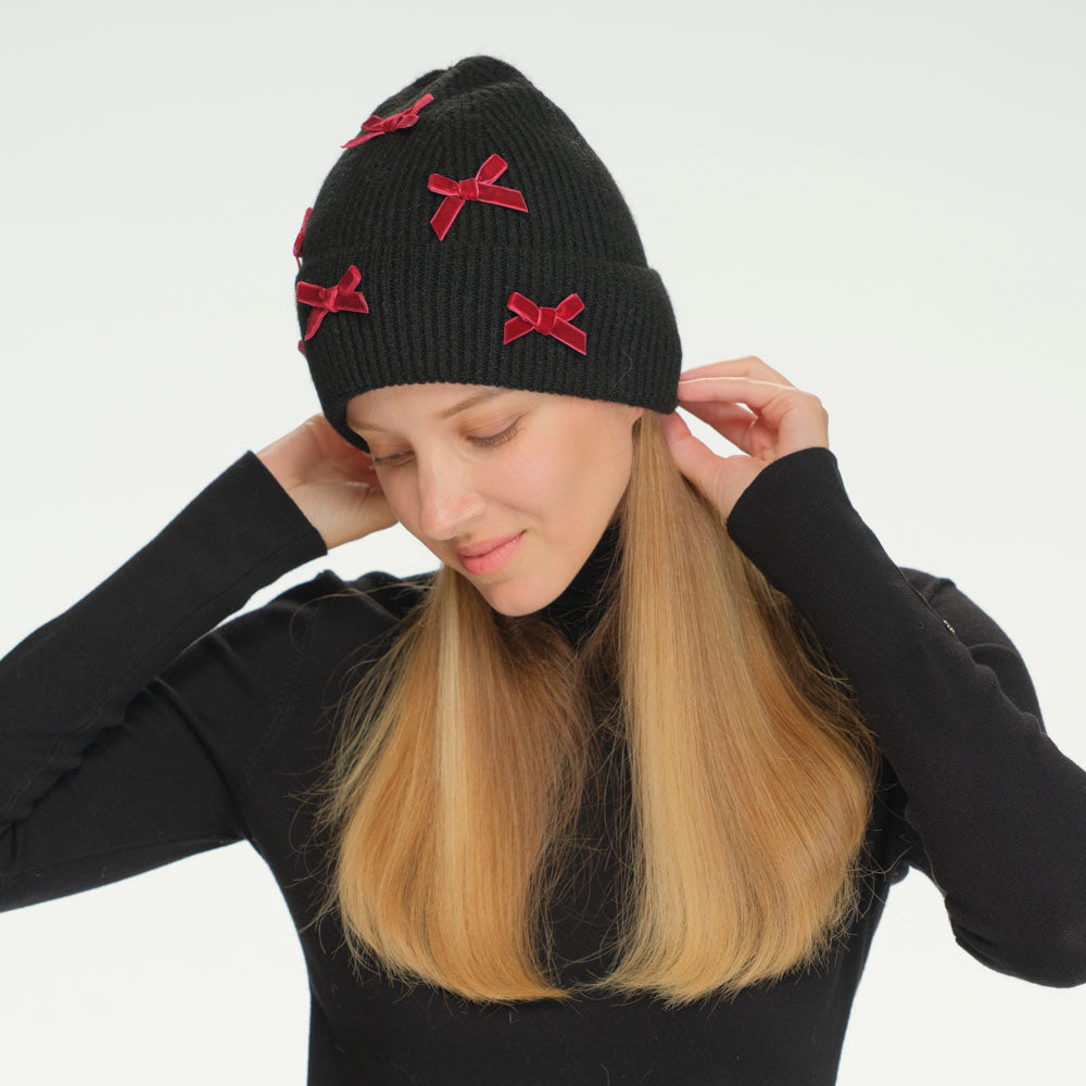 VELVET BOWS BEANIE