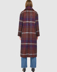 HAZEL PLAID LONG WOOL COAT WITH SIDE ZIPPER