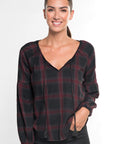 PLAID PEASANT BLOUSE