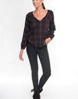 PLAID PEASANT BLOUSE