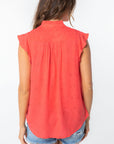 FLORAL JACQUARED RUFFLE TRIM RAYON BLOUSE