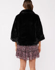 CROP SLEEVE FAUX FUR COAT