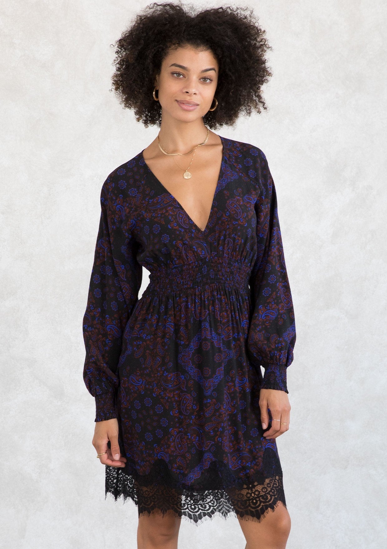 PAISLEY SMOCKED WAIST DRESS