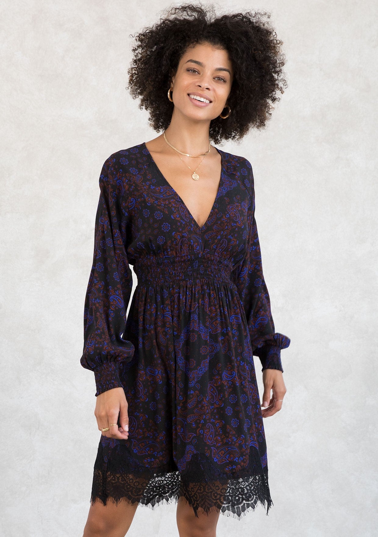 PAISLEY SMOCKED WAIST DRESS