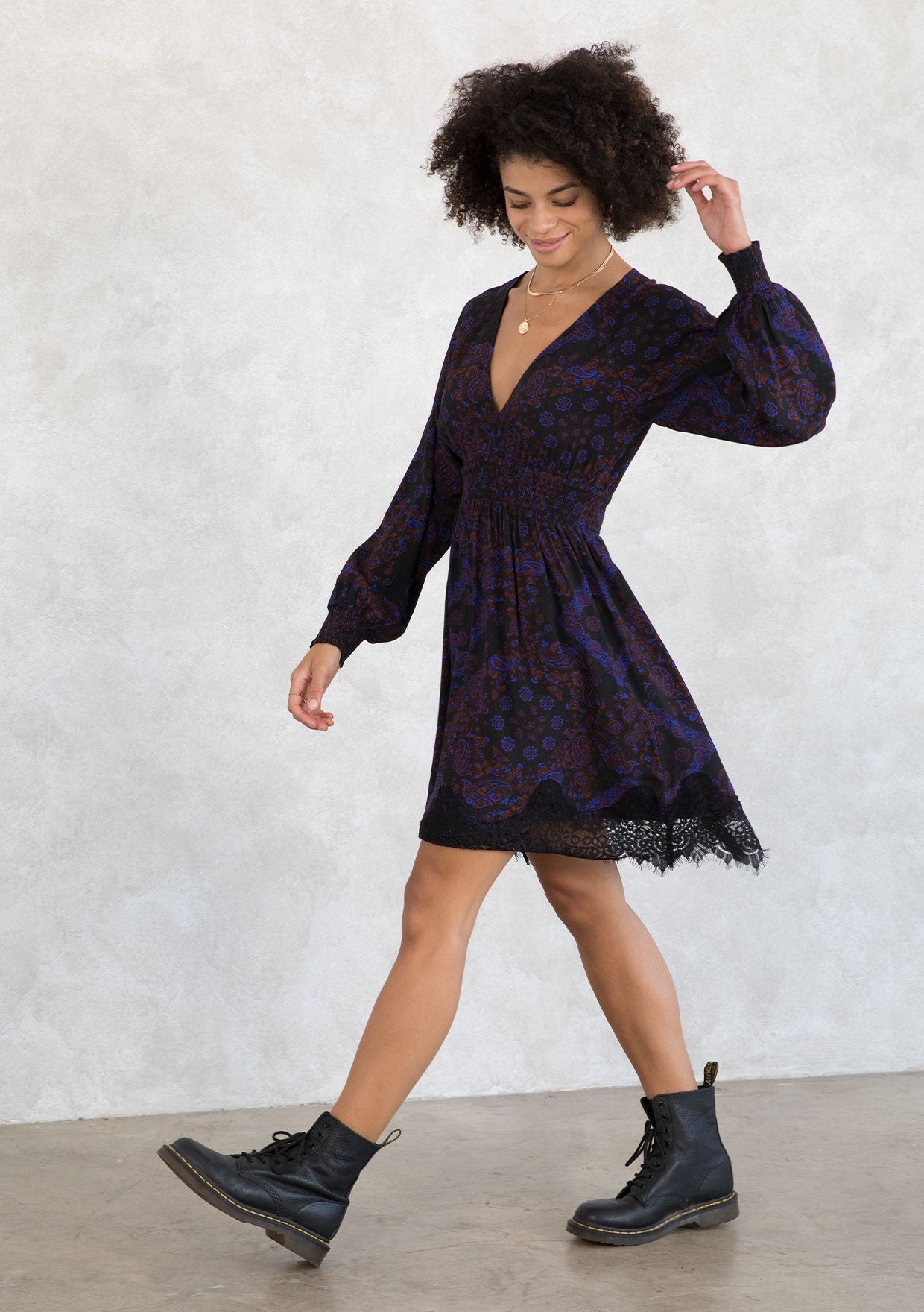 PAISLEY SMOCKED WAIST DRESS