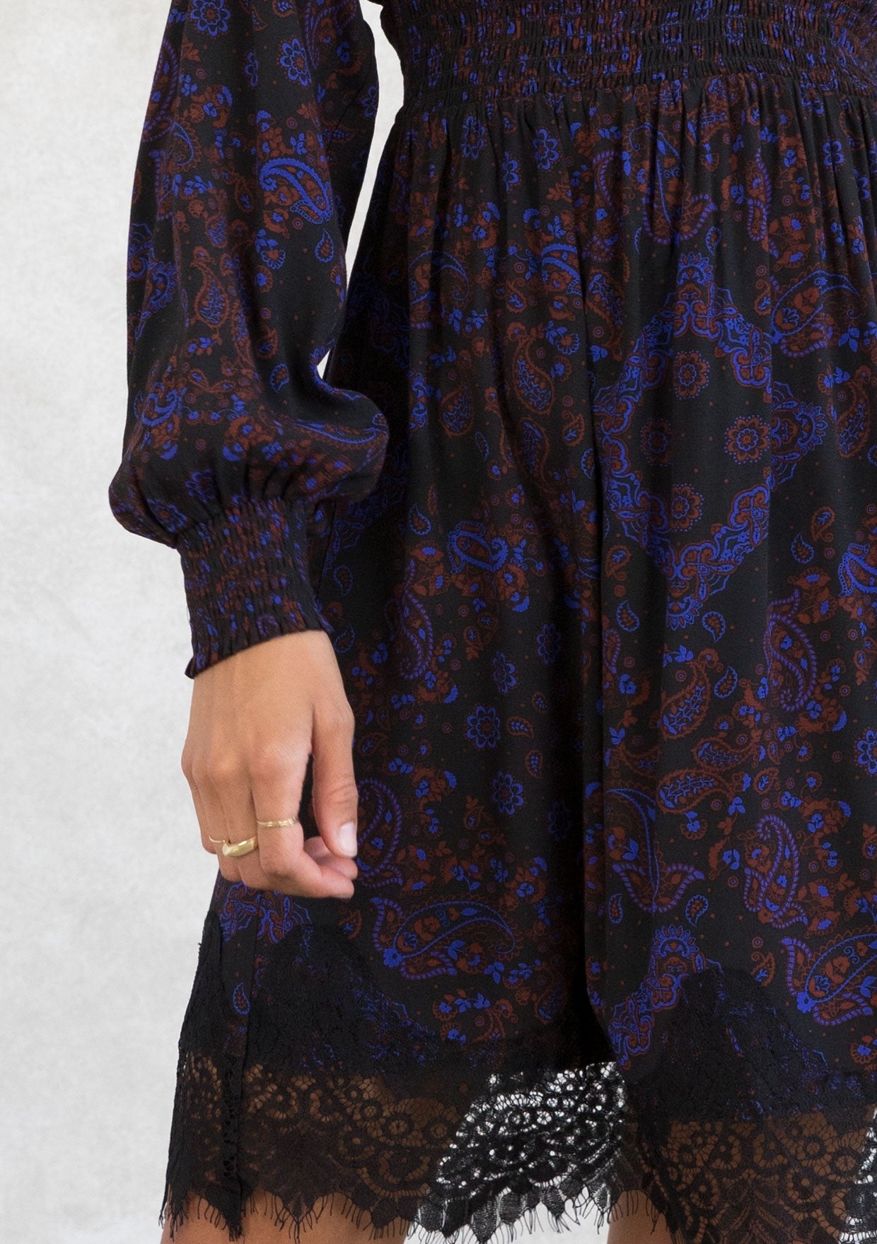 PAISLEY SMOCKED WAIST DRESS