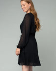 SWISS DOT V-NECK MINI DRESS