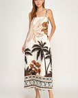 PALM TREE CONTRAST BORDER MAXI DRESS