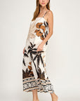PALM TREE CONTRAST BORDER MAXI DRESS
