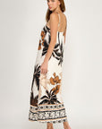 PALM TREE CONTRAST BORDER MAXI DRESS
