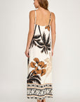 PALM TREE CONTRAST BORDER MAXI DRESS