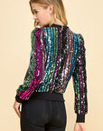 SEQUIN STRIPED BOMBER