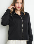 PEARL TRIM LONG SLEEVE SHIRT