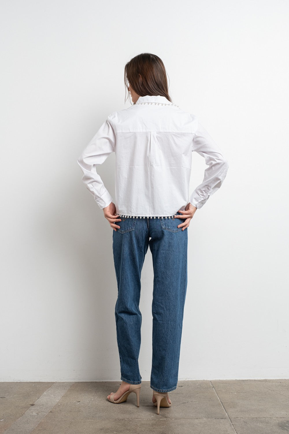 PEARL TRIM LONG SLEEVE SHIRT