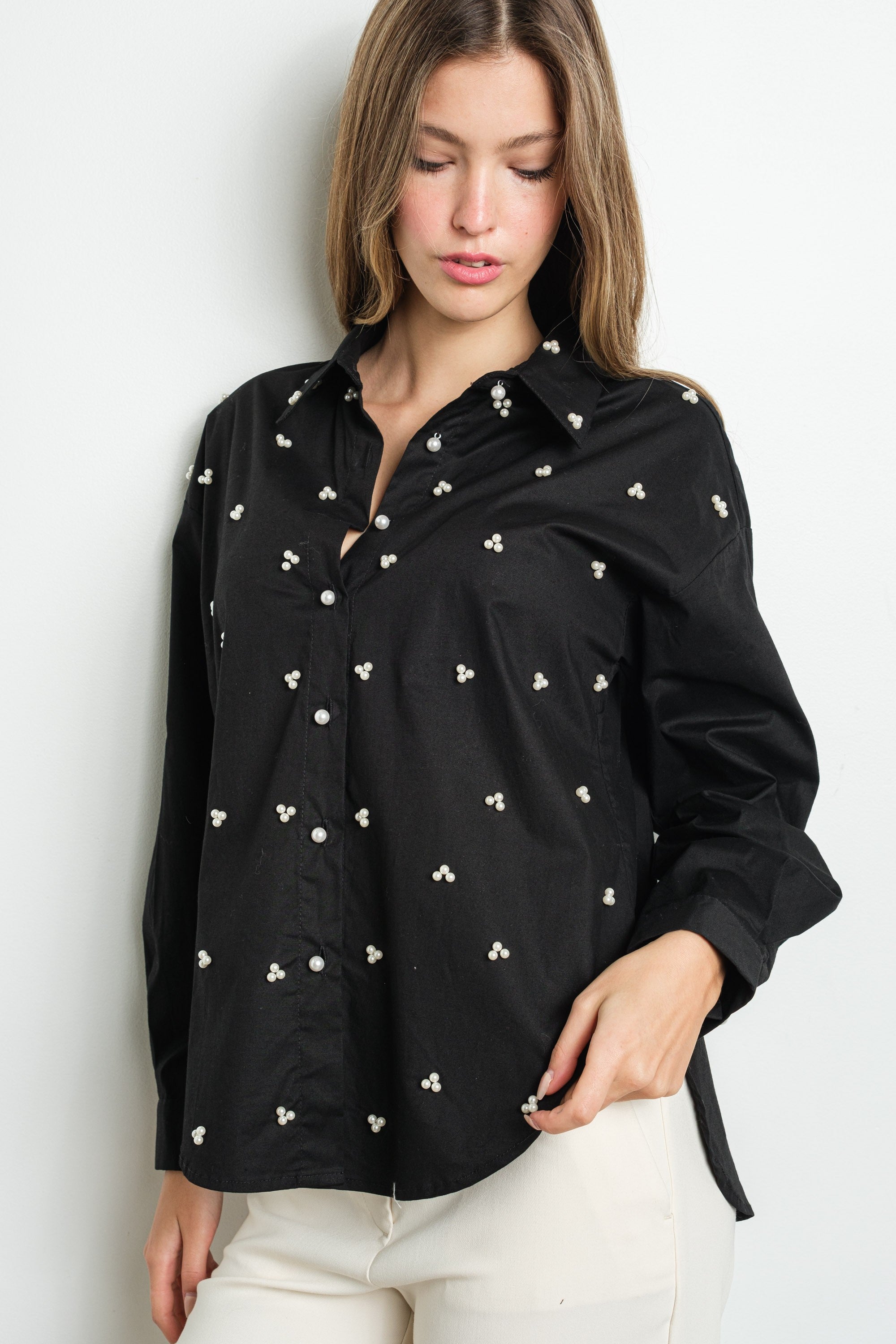 PEARL CLUSTERS LONG SLEEVE SHIRT