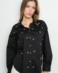 RHINESTONE CLUSTERS LONG SLEEVE SHIRT