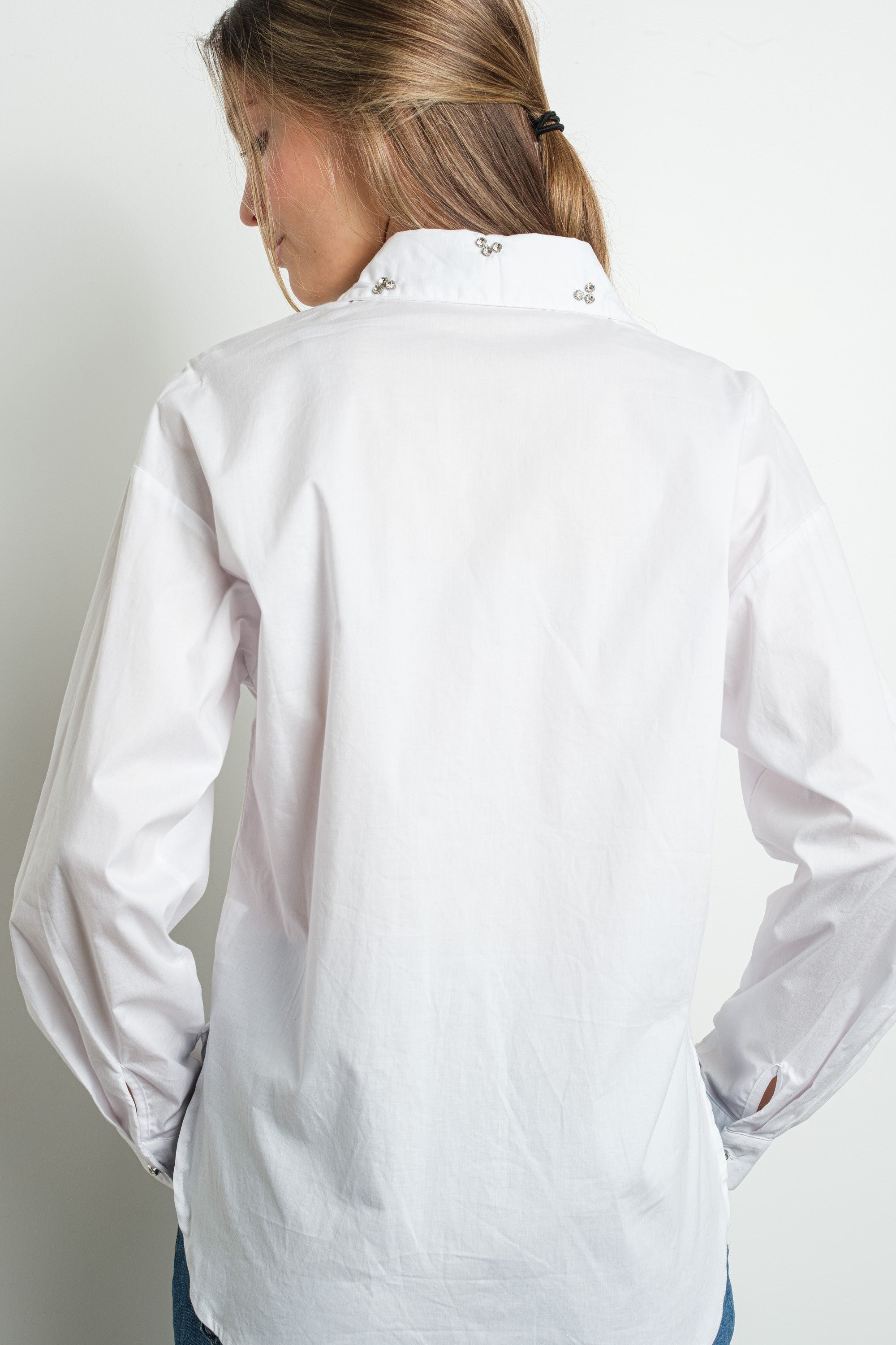 RHINESTONE CLUSTERS LONG SLEEVE SHIRT