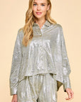 GLITTER TOUCH BUTTON DOWN SHIRT