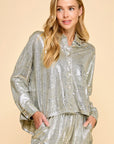GLITTER TOUCH BUTTON DOWN SHIRT