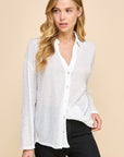 SEQUIN V-NECKV BUTTON DOWN SHIRT
