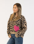 JESSIE LEOPARD PRINT SWEATER WITH HEART