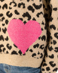 JESSIE LEOPARD PRINT SWEATER WITH HEART