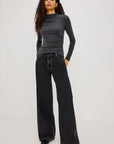 JOELLE BRUSHED TISSUE JERSEY DRAPED TOP