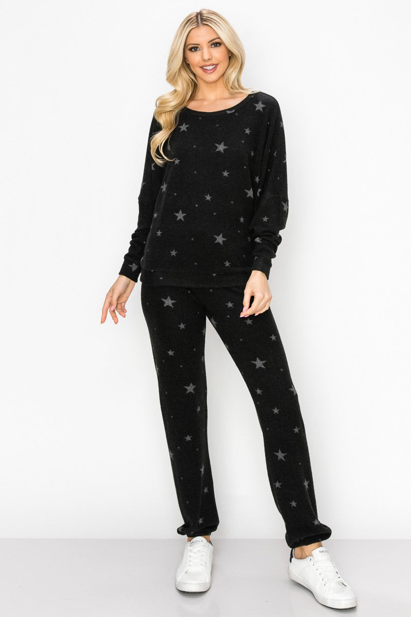 STAR PRINT BRUSHED DOLMAN