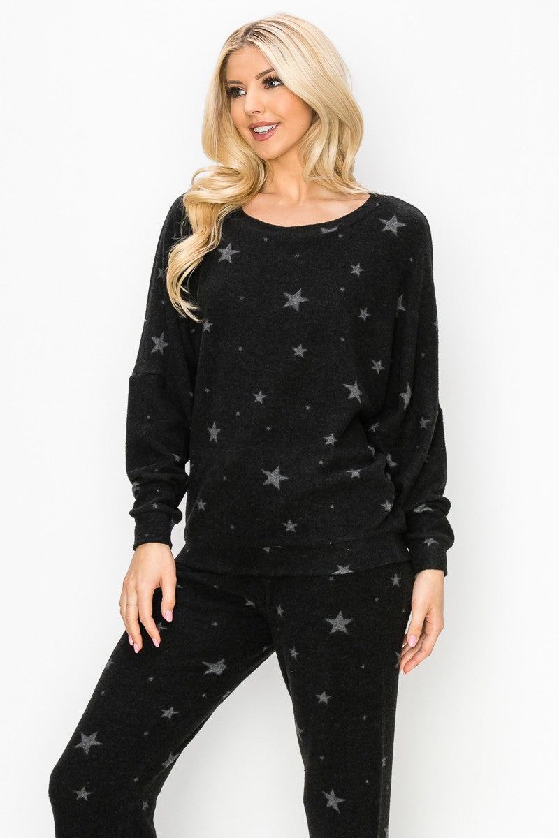 STAR PRINT BRUSHED DOLMAN