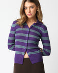 MERINO STRIPED COLLARED CARDI