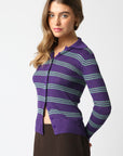 MERINO STRIPED COLLARED CARDI