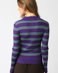 MERINO STRIPED COLLARED CARDI