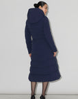 JUDY-L ASYMMETRIC STRETCH DOWN MAXI COAT