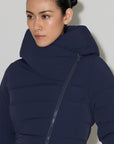 JUDY-L ASYMMETRIC STRETCH DOWN MAXI COAT