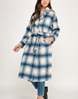 PLAID BELTED COAT