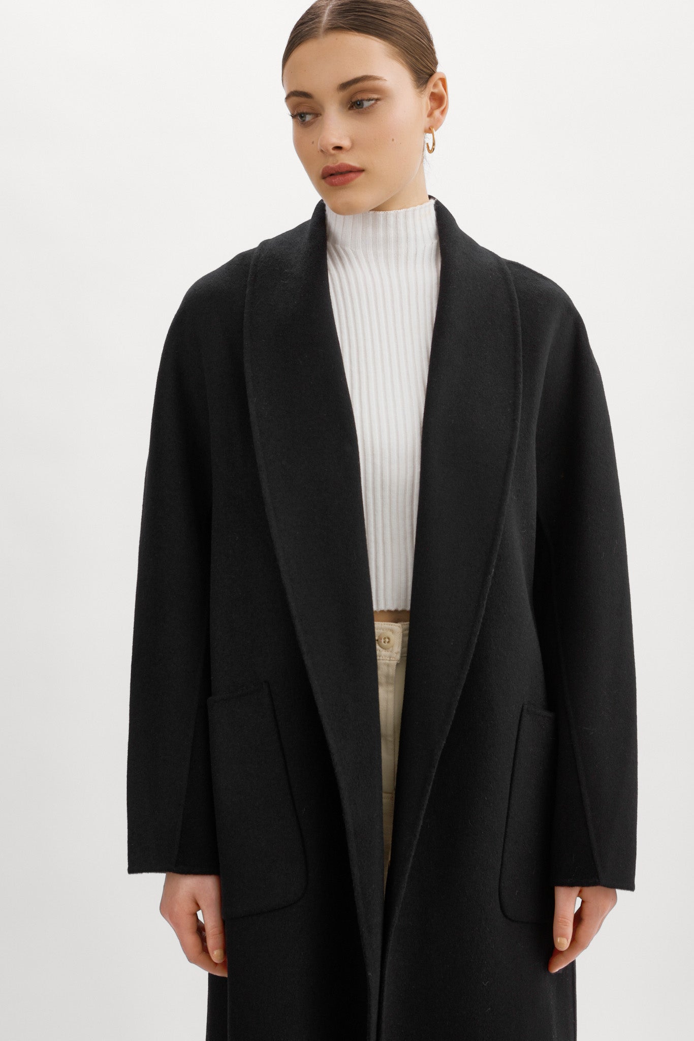 THARA SHAWL COLLAR DOUBLE FACE WOOL COAT