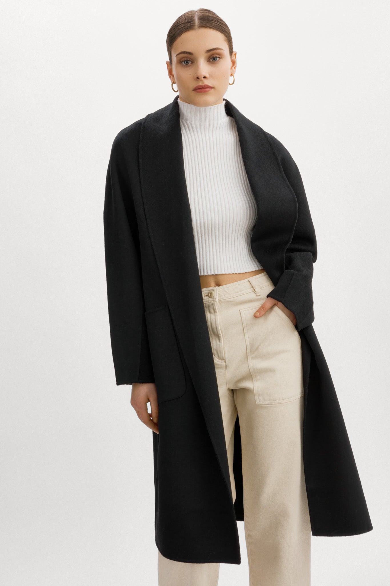 THARA SHAWL COLLAR DOUBLE FACE WOOL COAT