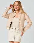 LEFEI SNAP FRONT BONDED LEATHER JACKET