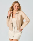 LEFEI SNAP FRONT BONDED LEATHER JACKET