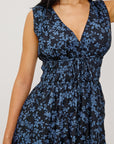 LILITH MIDNIGHT FLORAL V-NECK DRESS