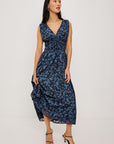 LILITH MIDNIGHT FLORAL V-NECK DRESS